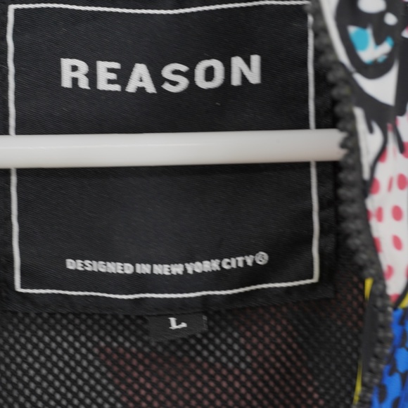 Reason Brand Unisex Pullover windbreak Jacket Comic Strip Large - Picture 4 of 5
